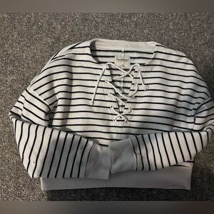 Abercrombie & Fitch Soft A&F Collection striped crop sweatshirt